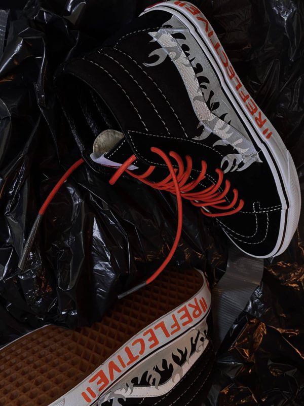 Vans Sk8 High Black Flame Reflective