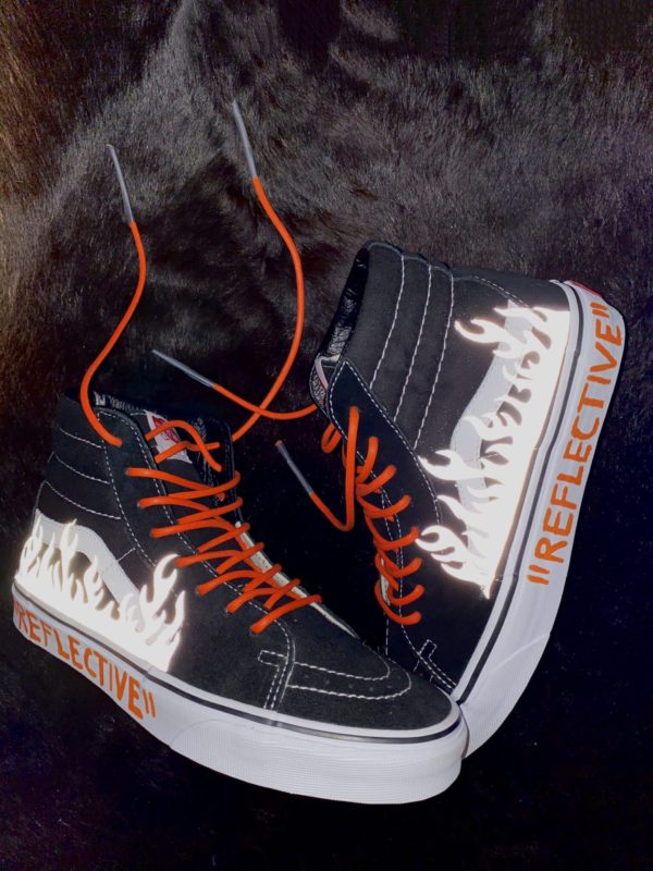 Vans Sk8 High Black Flame Reflective