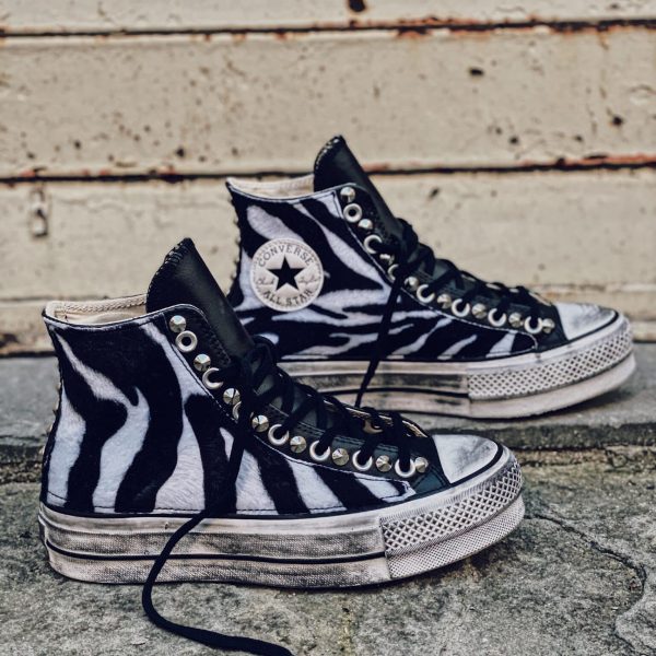Converse Platform High Leather Black Zebra