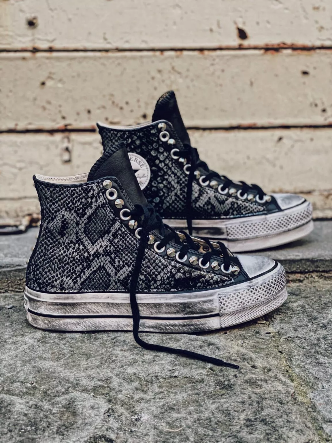 Converse Platform High Leather Black Pitone