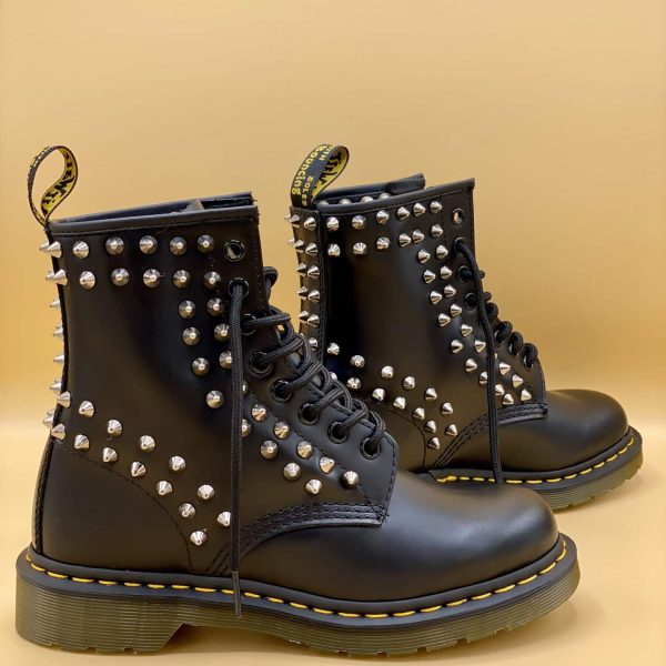 DR MARTENS STIVALI 1460 SMOOTH BLACK Borchie Spikes