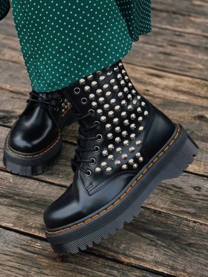 DR MARTENS STIVALI JADON BLACK SMOOTH Full Borchie