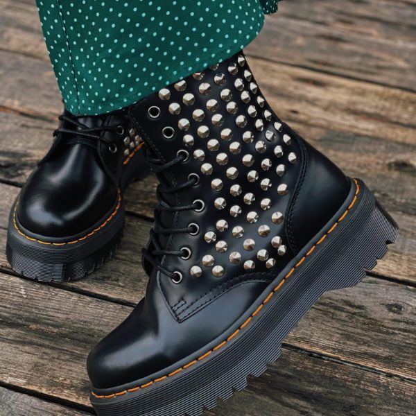 DR MARTENS STIVALI JADON BLACK SMOOTH Full Borchie