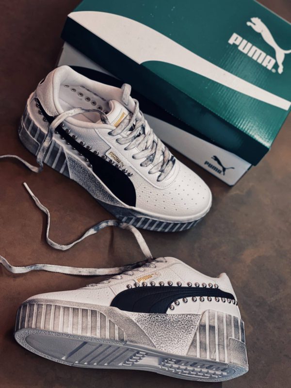 Puma Cali Wedge White Black (Borchie Sferiche)