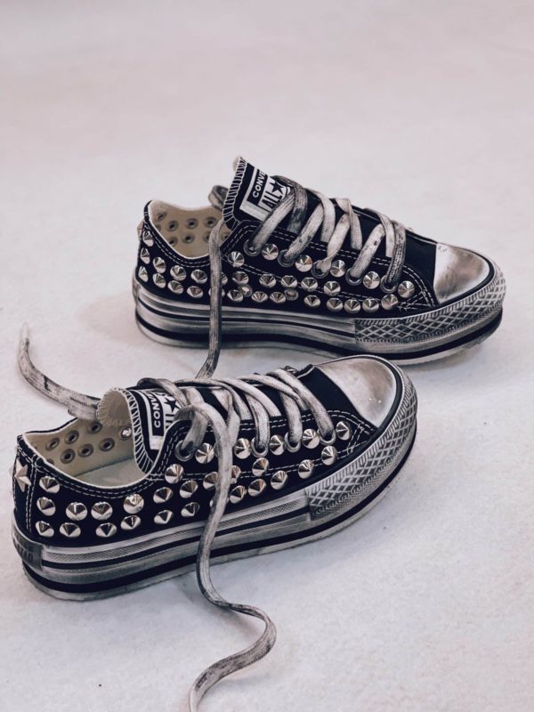 Converse Low Platform Black Full Borchie (Kids)