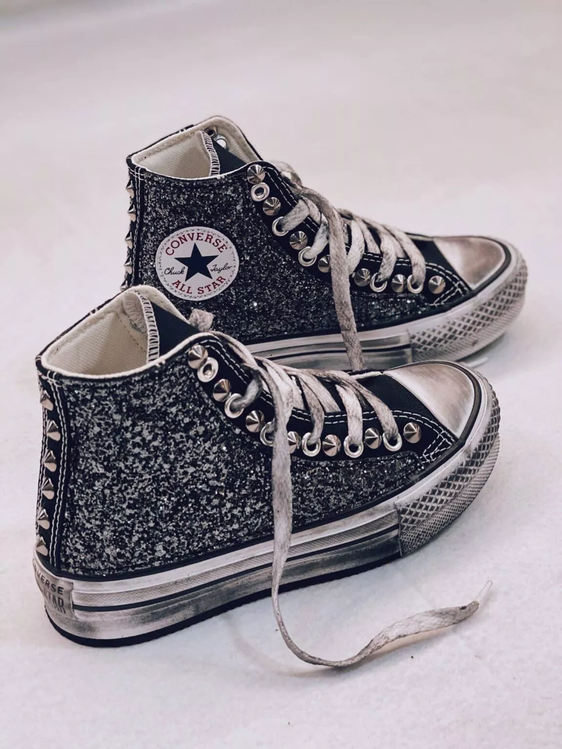 Converse High Platform Black Glitter (Gunmetal)