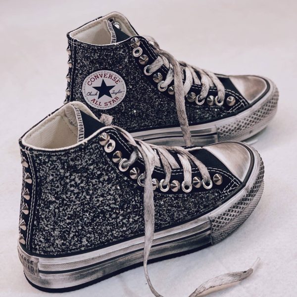 Converse High Platform Black Glitter (Gunmetal)