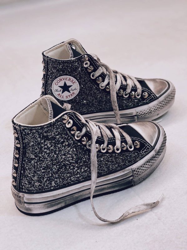 Converse High Platform Black Glitter (Gunmetal)