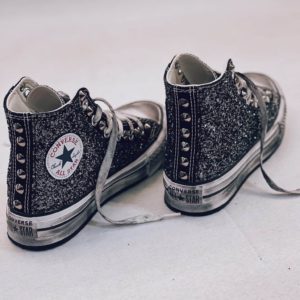 Converse High Platform Black Glitter (Gunmetal)