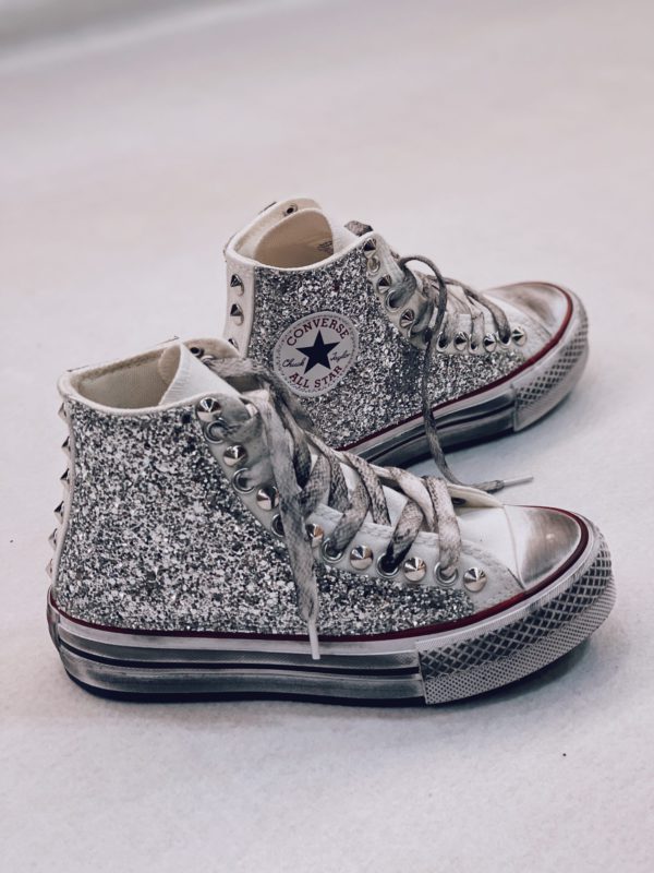 Converse High Platform White Glitter (Silver)
