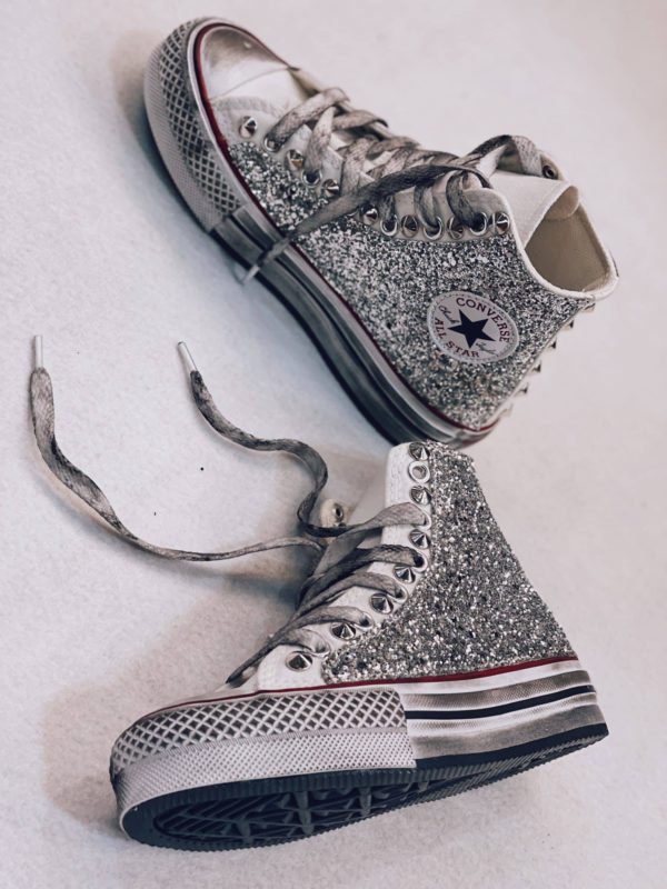 Converse High Platform White Glitter (Silver)