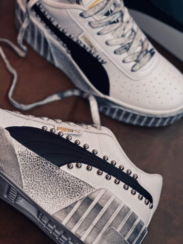 Puma Cali Wedge White Black (Borchie Sferiche)