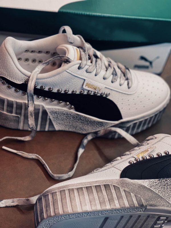 Puma Cali Wedge White Black (Borchie Sferiche)
