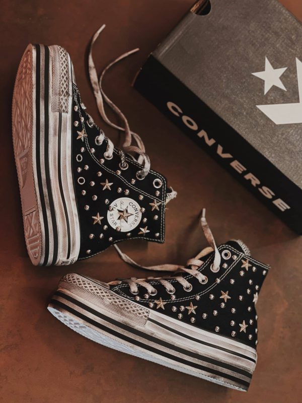 Converse Platform High Layer Black Studs And Stars