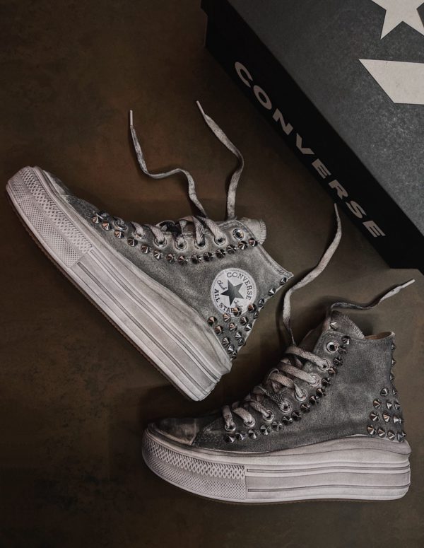 Converse Ltd Platform Move Grey Heel (Borchie Argento)