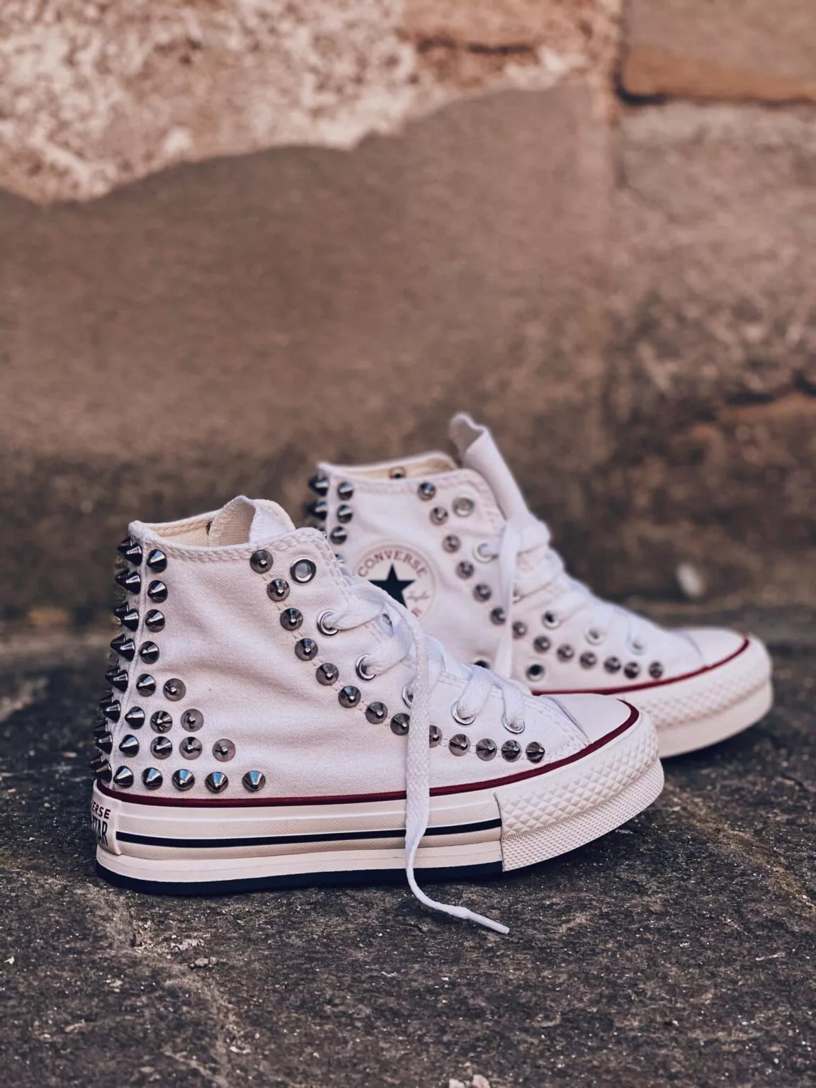 Converse High Platform Kids White Spikes (Clean)