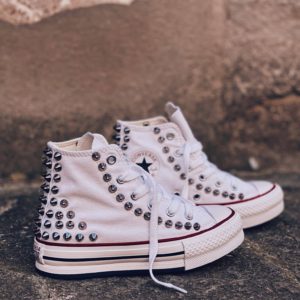 Converse High Platform Kids White Spikes (Clean)