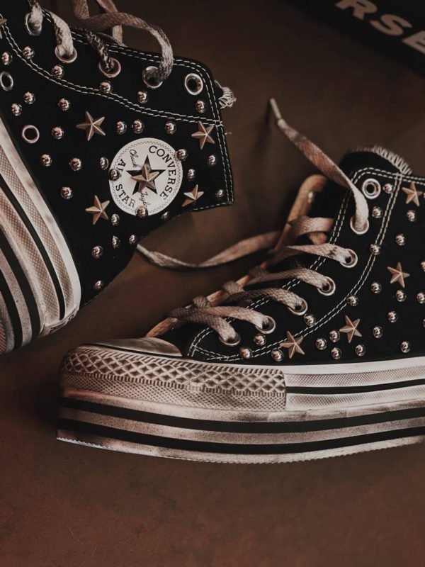 Converse Platform High Layer Black Studs And Stars