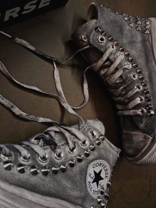 Converse Ltd Platform Move Grey Heel (Borchie Argento)