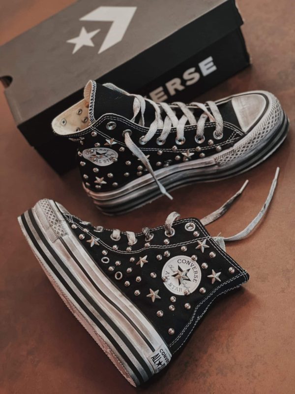 Converse Platform High Layer Black Studs And Stars