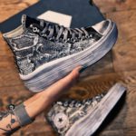 Converse High Platform Black Glitter Collar