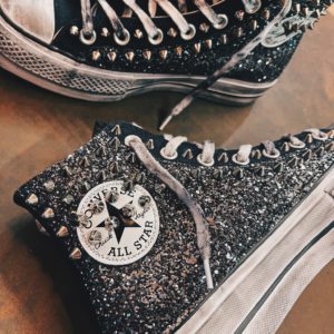 Converse High Platform Black Glitter Collar