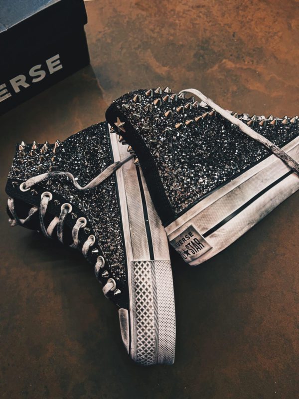 Converse High Platform Black Glitter Collar
