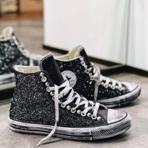 Converse Classic Leather Black Glitter