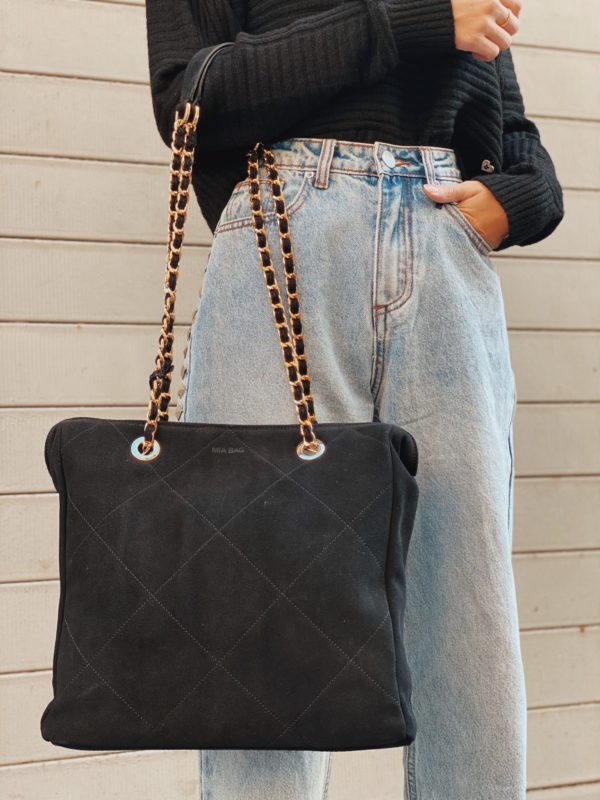 Mia Bag Shopping Bag Suede Black