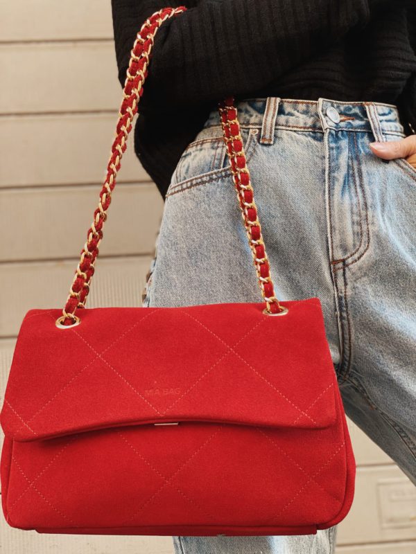 Mia Bag Tracolla Media Suede Red