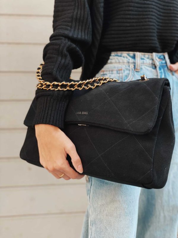 Mia Bag Tracolla Classica Suede Black