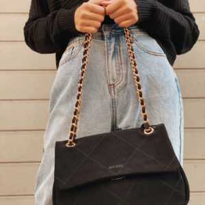 Mia Bag Tracolla Media Suede Black