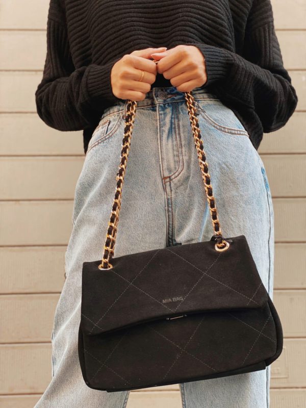 Mia Bag Tracolla Media Suede Black