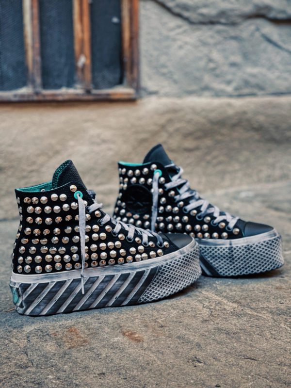 Converse High Platform X2  Hibrid Black (Full Borchie)