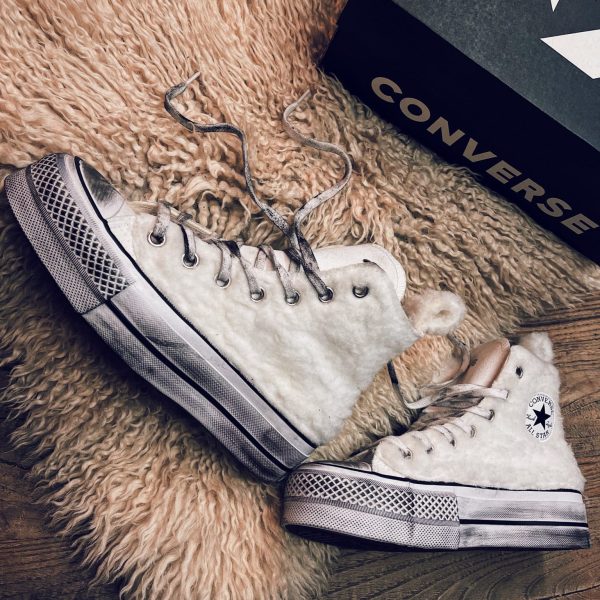 CONVERSE HIGH PLATFORM White Fluffy