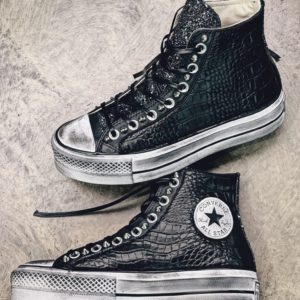 Converse High Platform Black Super Croco