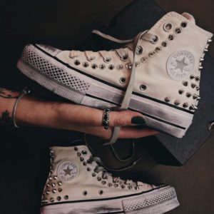 Converse High Platform Cream Sage Borchie