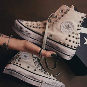 Converse High Platform Cream Sage Borchie