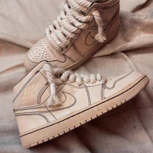 Nike Air Jordan Mid White Yellowed Rope Laces