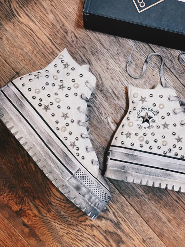 Converse Platform High Trek White Studs Stars Pearls