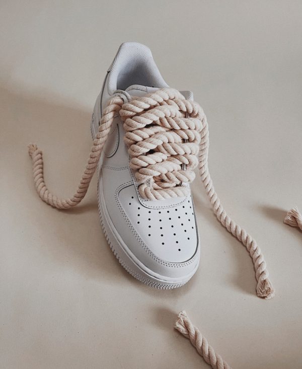 Scarpe personalizzate Nike Air Force 1 lacci di corda in cotone contorto  basso naturale tutte le taglie