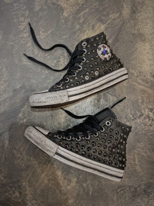 Converse Classic Leather Black Full Borchie