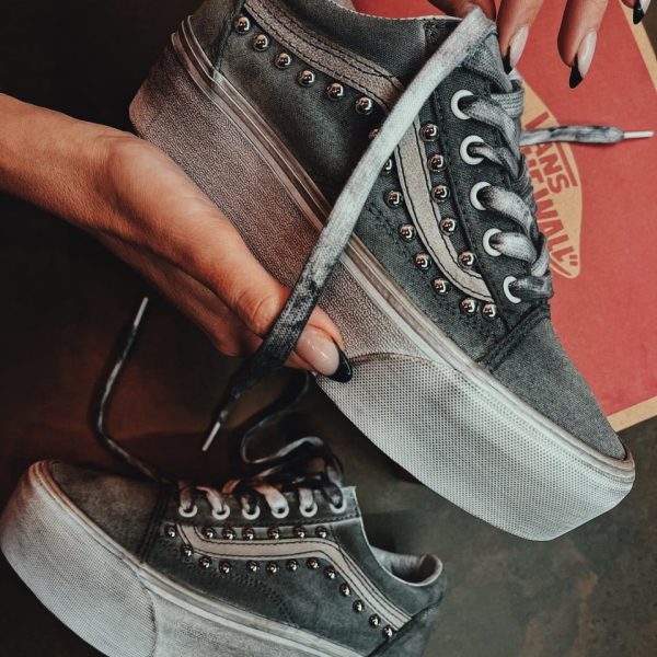 VANS Old SKOOL Super PLATFORM Grey LTD Borchie Sferiche