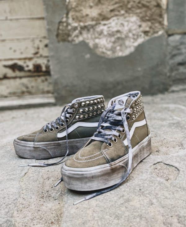Vans Sk8 Hi Super Platform Medium Olive Borchie . Sneakers custom