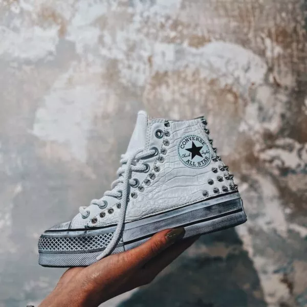 CONVERSE Platform High White Savage Croc
