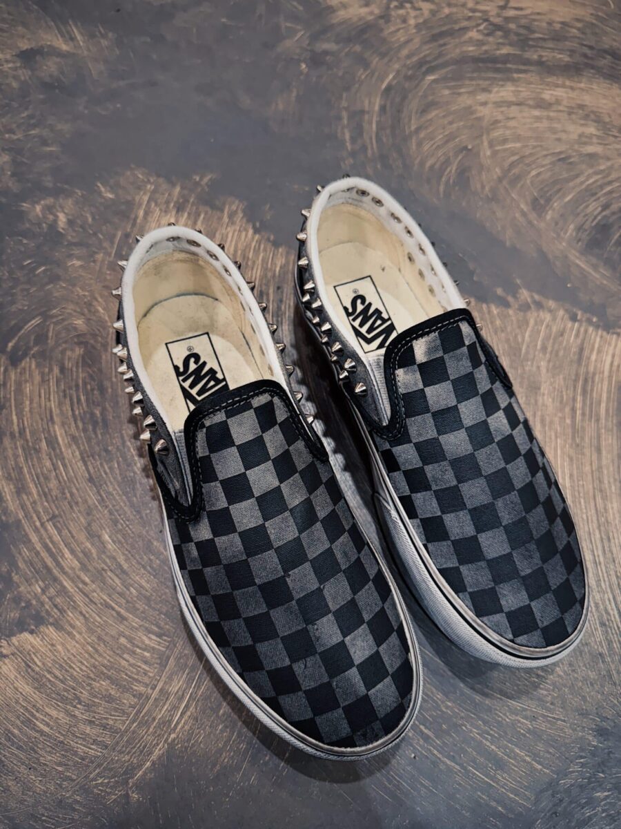 VANS SLIP ON Platform CHECKS Vintage Grey Borchie - immagine 2