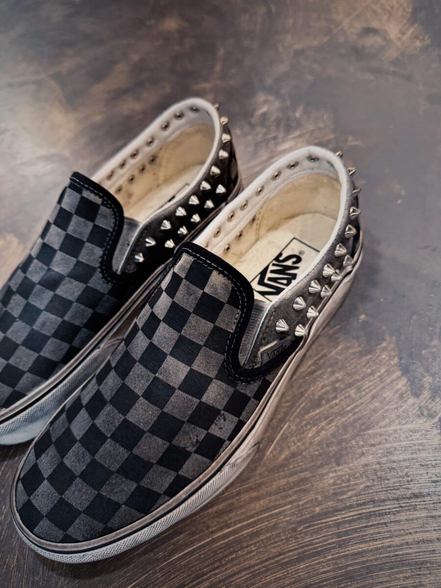 VANS SLIP ON Platform CHECKS Vintage Grey Borchie - immagine 4