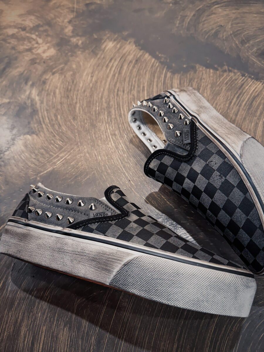 VANS SLIP ON Platform CHECKS Vintage Grey Borchie - immagine 3