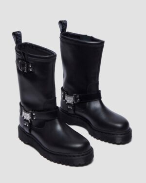 DR MARTENS ANISTONE Stivali alti biker in pelle NERO WANAMA - immagine 3