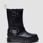 DR MARTENS ANISTONE Stivali alti biker in pelle NERO WANAMA